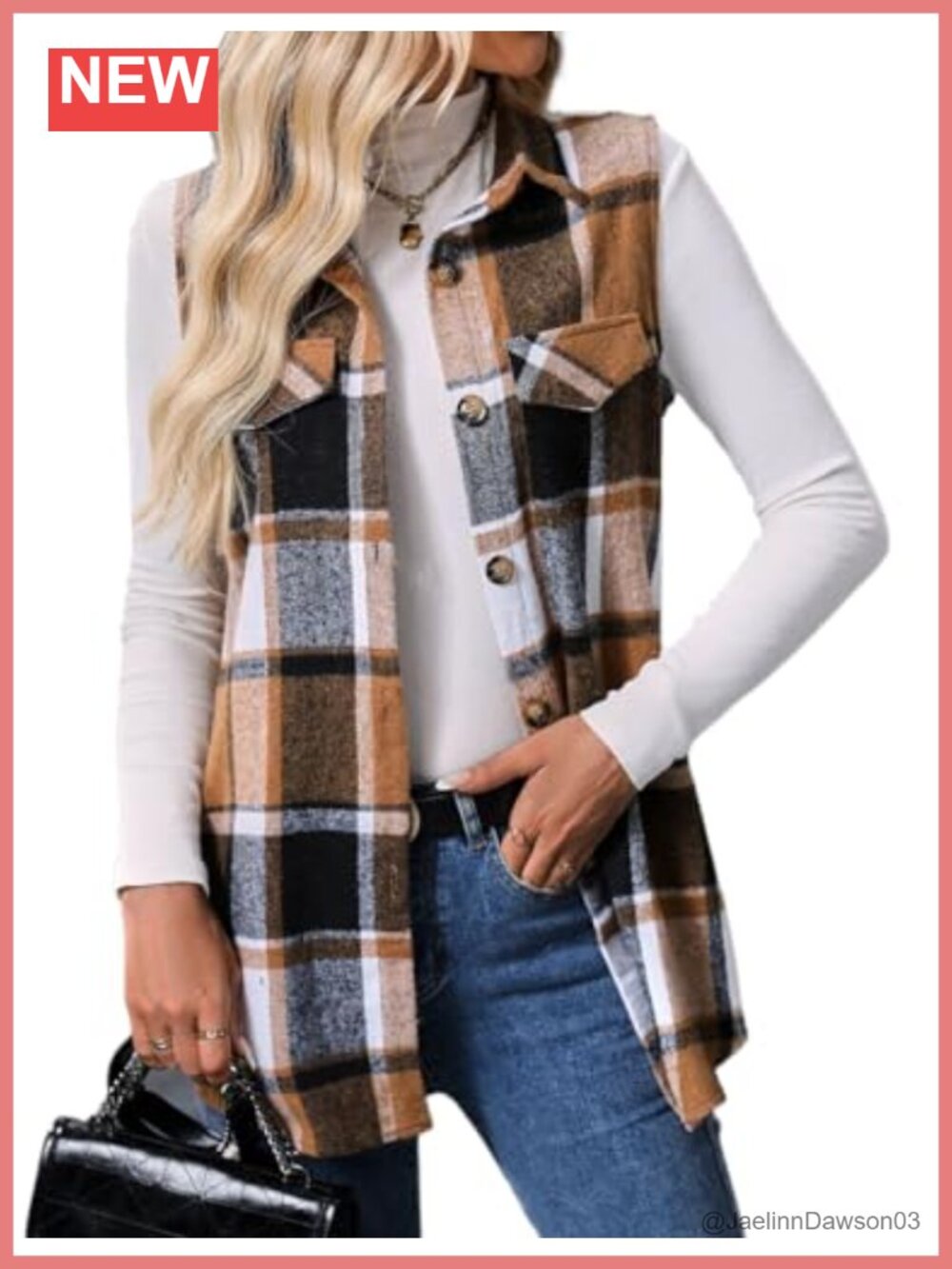 Plaid Vest for Women Sleeveless Button Down Cardigan Jacket